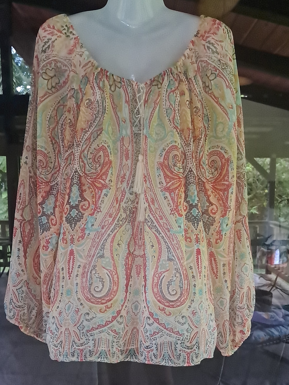INC International Concepts Multi-Color Paisley Peasant Tunic